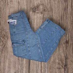 Time and Tru Women's Blue Wide Leg Cargo Jeans
